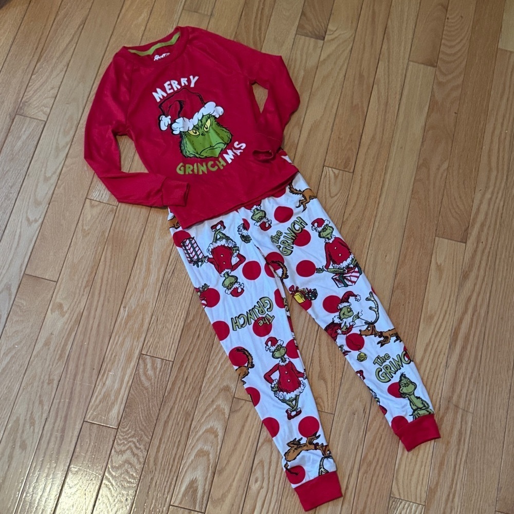 Merry Grinchmas Kids Pajamas - Red and White